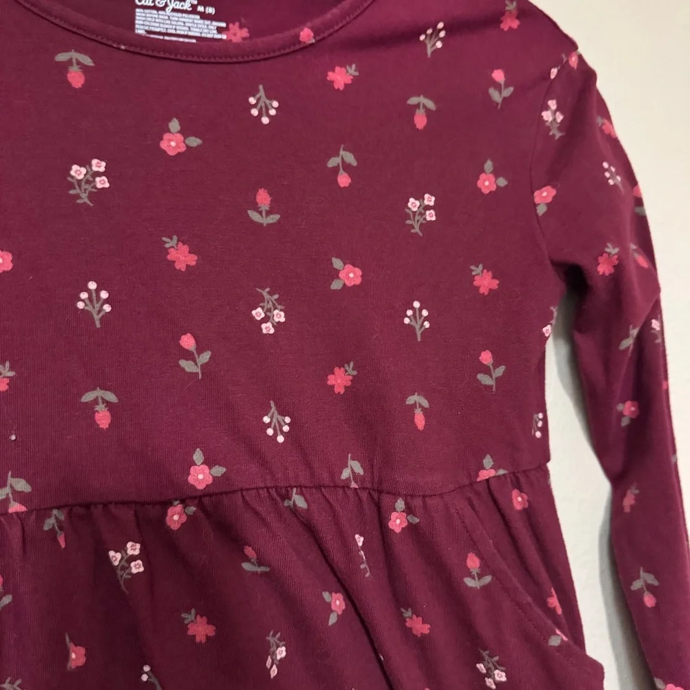 Cat & Jack Burgundy Floral Kids Dress